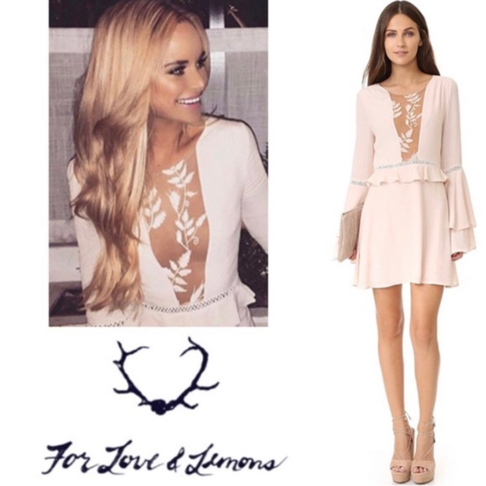 🍋 FOR LOVE & LEMONS Emelia Bell
Sleeve Dress Size S Dusty Pink